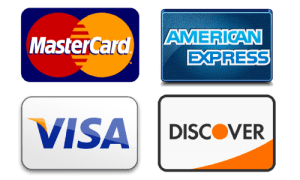 mastercard, american express, visa and discover card accepted